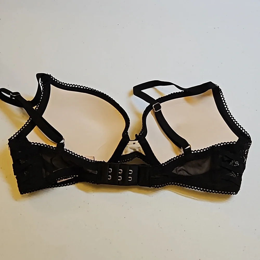 VICTORIA'S SECRET BRA DREAM ANGELS PUSH-UP 32C BLACK TAN NWOT lace